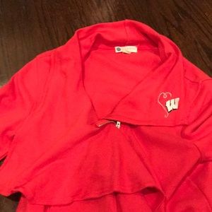 Meesh and Mia  Wisconsin Badger Red Zipper Sweater